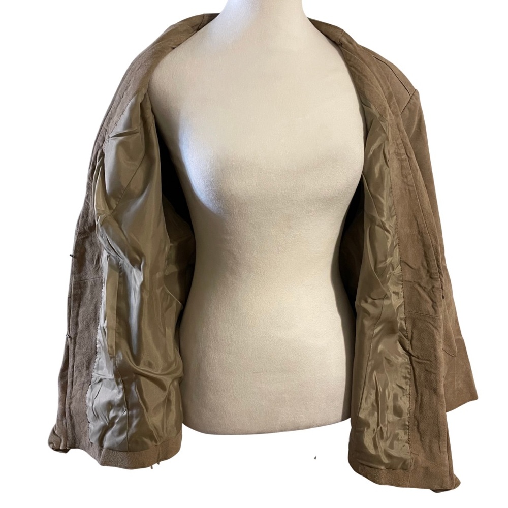 VINTAGE NWT JESSICA LONDON Suede Fringe Waterfall Jacket Tan Plus Size Y2K Boho - Picture 4 of 13